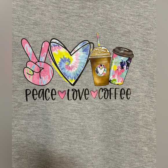 PEACE ✌🏾 , Love ❤️ & Coffee Graphic Tee - Picture 1 of 3